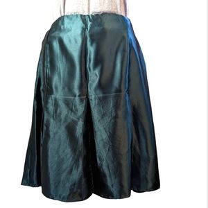 Handmade sz14 / XL emerald green satin panel with lace inset midi skirt OOAK EUC